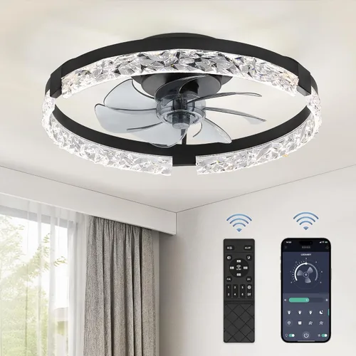 Vista 21 de LEDIARY Ventiladores de techo de perfil bajo de 19.7" con luces, aplicación