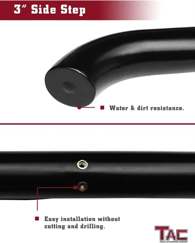 Vista 6 de TAC - Estribos laterales compatibles con Jeep Liberty 2008-2013, barras laterales negras de 3 pulgadas, barras Nerf, rieles para estribos