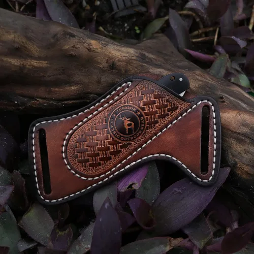 Vista 3 de Funda de cuero para cuchillo plegable con bolsillo para cinturón, soporte compacto para cuchillos, portador de herramientas EDC 3mm thick leather