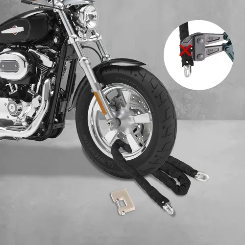 Vista 2 de Cerradura de cadena de seguridad de 6 pies, cadena resistente de 3/8 pulgadas, alta seguridad para motocicleta, bicicleta, ciclomotores, cuatrimotos