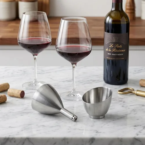 Vista 6 de Rabbit Embudo Aireador de Vino con Colador de Sedimentos, Acero Inoxidable