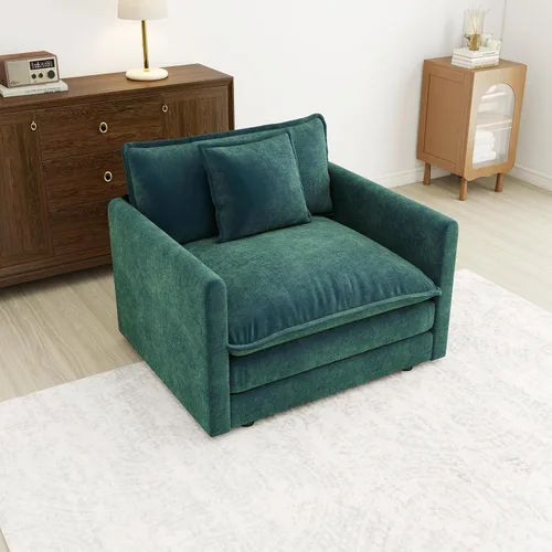 Vista 54 de Sofá Loveseat Grande en Beige y Blanco de 194.8 cm, Sofás Seccionales de 2 Plazas Grandes para Sala de Estar, Sofá Seccional Modular de Tela