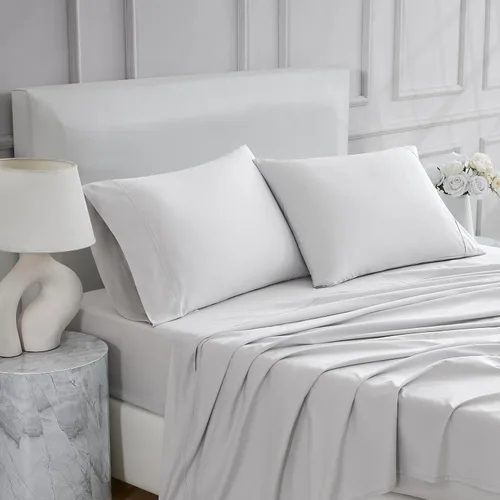 Vista 9 de Linen Closet Juego de sábanas tamaño individual – 100% algodón natural percal, juego de sábanas de cama individual de 3 piezas refrescante