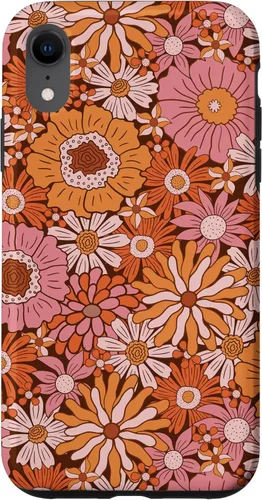 Vista 25 de Retro Flowers Meadow Floral Groovy 60s Pink Orange Brown Case for iPhone 17