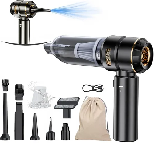 Vista 11 de houscly Mini Aspiradora Portátil Inalámbrica Plegable de 20000PA de Alta Potencia, Plumero Comprimido y Soplador de Aire y Bomba 4 en 1, Aspiradora