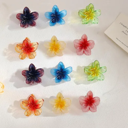 Vista 7 de MHDGG Pinzas para el pelo pequeñas de flores de Plumeria, 12 unidades, pinzas de flores dulces, accesorios decorativos para el cabello para mujeres