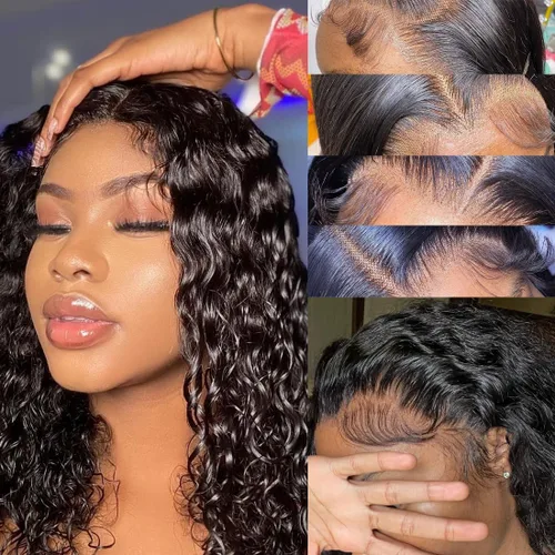 Vista 19 de Recomtic Pelucas rizadas Bob de cabello humano corto frontal 13x4, pelucas de encaje frontal lisas y onduladas para mujeres negras, cabello humano