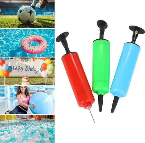 Vista 4 de Kit de inflador de mano de 3 piezas, bomba de aire de bola con aguja, boquilla, perfecto para voleibol, baloncesto, fútbol, waterpolo, juego inflable