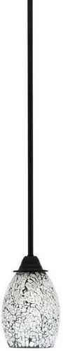 Vista 286 de Toltec Lighting Paramount - Mini colgante de 1 luz en acabado negro mate con cristal de arte perla de 7 pulgadas y estilo negro