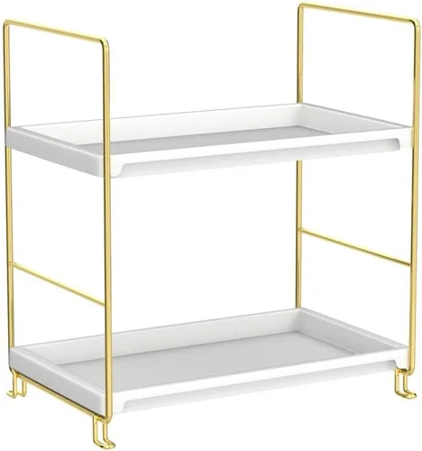 Vista 4 de FSyueyun Organizador de Encimera de Baño de 2 Niveles, Instalación Sin Herramientas, Organizador de Estante de Maquillaje de Plásticos Premium