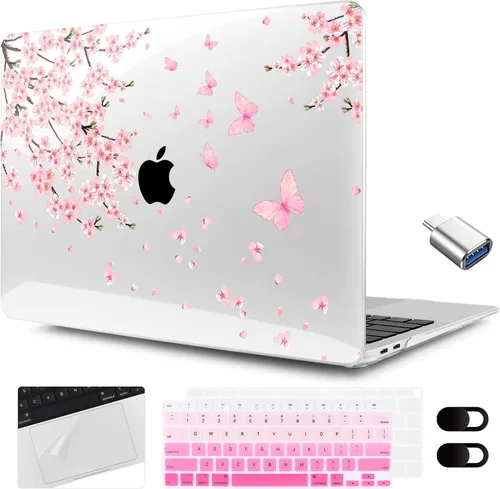 Vista 22 de MEEgoodo Funda para MacBook Air de 13.3 pulgadas 2021 2020 2019 2018 A2337 M1 A2179 A1932, carcasa para laptop para MacBook Air M1 con cubierta