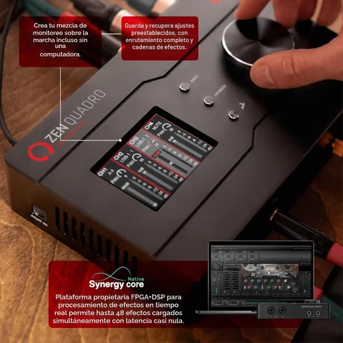 Vista 6 de Interfaz de podcast y grabación Antelope Audio Zen Quadro USB-C — 4 preamplificadores de micrófono de grado de estudio discretos, conversión