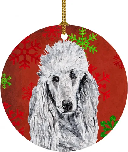 Vista 35 de Caroline's Treasures Affenpinscher - Adorno de cerámica para colgar en el árbol de Navidad con copos de nieve rojos y verdes, para el hogar