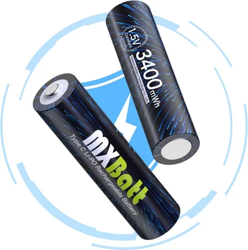 Vista 7 de 4 pilas AA recargables de litio, 1.5 V 3400 mWh de alta capacidad