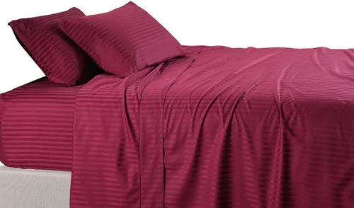 Vista 20 de Royal Tradition Damasco rayado 580 hilos, 100 % algodón tamaño Queen juego de sábanas de cama beige