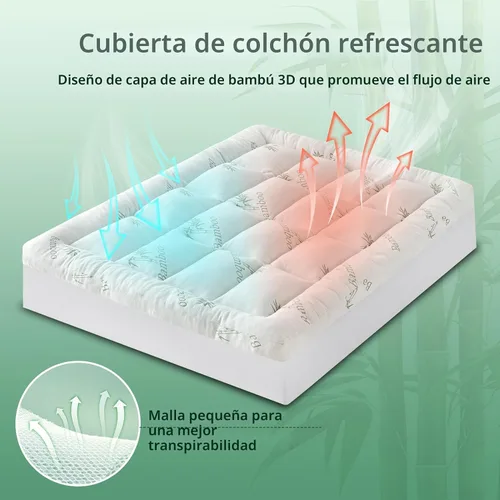 Vista 5 de DOWNCOOL Cubrecolchón tamaño individual de 3 pulgadas – Cubrecolchón de espuma viscoelástica refrescante para aliviar el dolor de espalda, capa