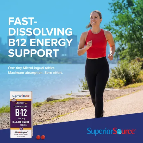 Vista 2 de Superior Source Tableta multivitamínica de ácido fólico B12/B6, 1000 mcg/2 mg/800 mcg, 60
