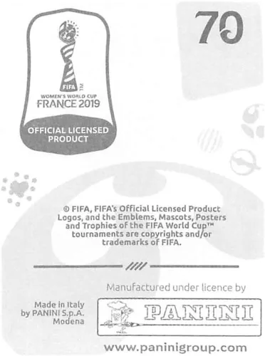 Vista 2 de Panini FIFA - Calcomanías para álbumes de la Copa Mundial Femenina de Francia 2019 (solo pegatina individual) Fútbol #70 Vilde Boe Risa Noruega 2