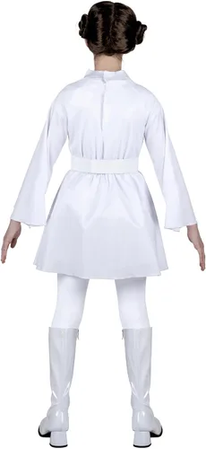 Vista 5 de STAR WARS Princesa Leia - Disfraz oficial de Halloween para jóvenes, vestido con capucha con cinturón y peluca (S) Multi