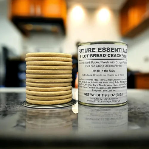 Vista 4 de Future Essentials Pilot - Galletas de pan #2.5 (1 lata) – 12 porciones de alimentos de supervivencia de emergencia 30 años de vida útil