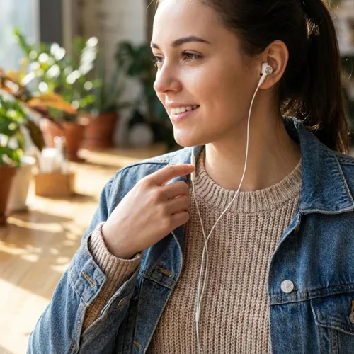 Vista 10 de BENEWY ME530 Auriculares con cable, auriculares con cable con micrófonos Inline control mic, stereo bass sound, plug & play, lightweight in-ear