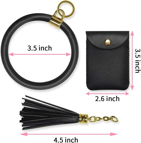 Vista 7 de Doormoon - Llavero pulsera, llavero pulsera circular con cadena, borla y aro