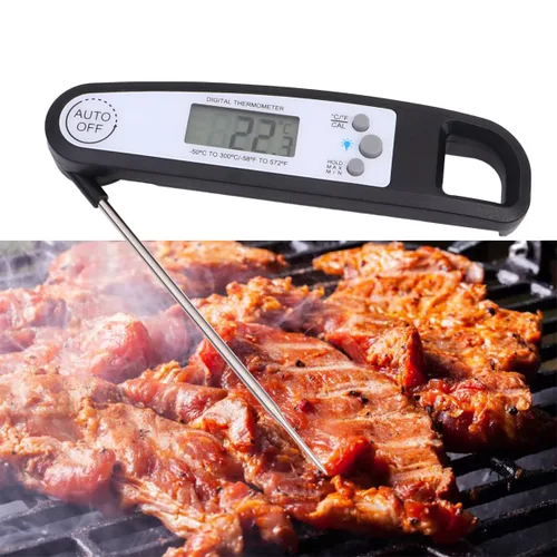 Vista 3 de BESPORTBLE Luminous Foldable Digital Meat Thermometer with Backlit LCD Electronic BBQ Probe for Accurate Internal Cooking Collapsible Design for
