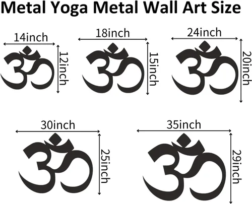Vista 3 de Fayholy Arte de pared de metal, decoración de metal Om, decoración Namaste, símbolo de aum, arte de pared Om, decoración de estudio de yoga