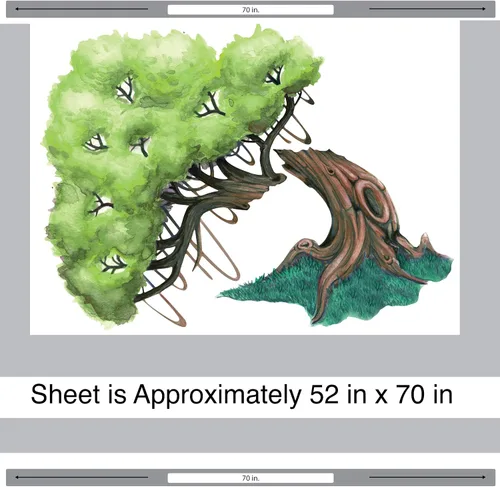 Vista 3 de Knotty Oak Tree Watercolor Wall Decal Mural Kit by Chromantics