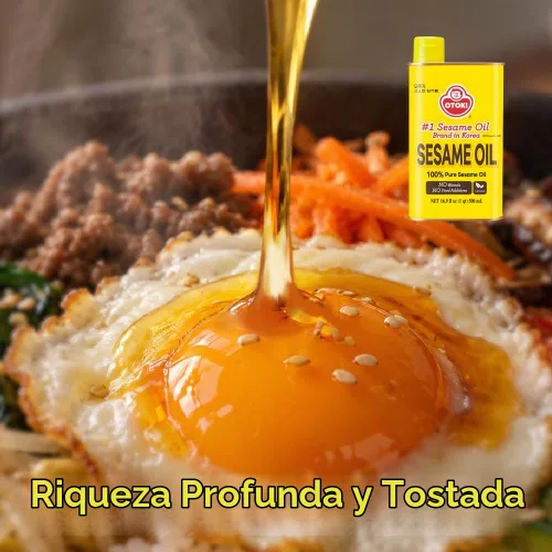 Vista 2 de OTOKI 100% Puro Aceite de Sésamo Tostado Premium, Tostado a la Perfección, Aceite al Estilo Tradicional Coreano, 500ml (16.90 fl oz)