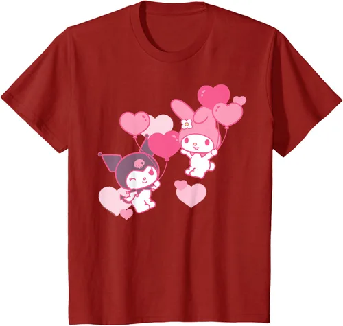 Vista 71 de Camiseta de My Melody y Kuromi con corazones del Día de San Valentín Negro