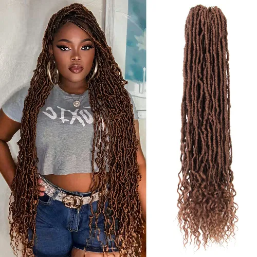 Vista 46 de BOHOBABE Rastas Sintéticas de Ganchillo de 10 Pulgadas, Rastas de Ganchillo Suaves Boho con Puntas Rizadas, Rastas Cortas de Diosa Bohemia de 1#