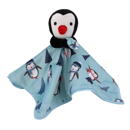 Vista 2 de NoJo Penguin and Pinetree's Aqua, Teal, Black and Red - Juego de manta de bebé y manta de seguridad súper suave de Navidad