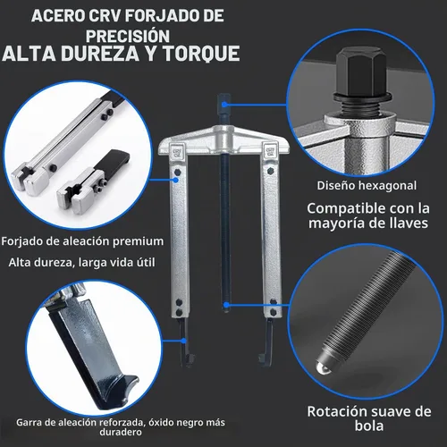 Vista 5 de Juego de extractores de engranajes, 13 piezas, kit de extractor de rodamientos grandes, extractor de engranajes de 2 mandíbulas y 3 mandíbulas