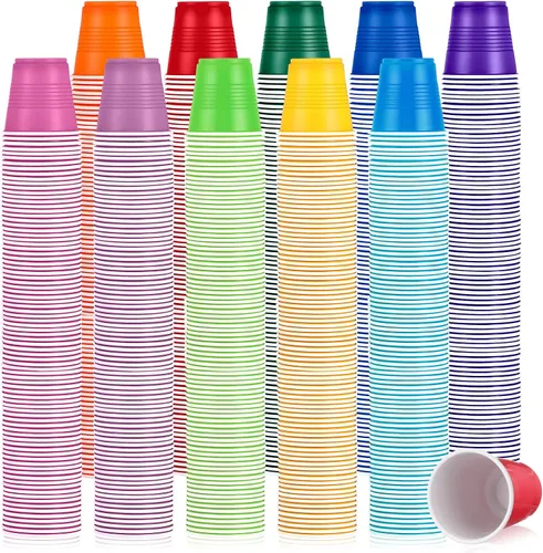 Vista 8 de Eaasty Paquete de 500 vasos de plástico de 3 onzas a granel desechables para baño, vasos de plástico coloridos, vasos de plástico para fiestas