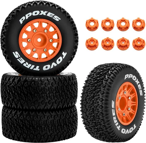 Vista 8 de GLOBACT Ruedas y neumáticos hexagonales RC de 0.472 in/0.551 in 1/10 RC para Arrma Senton Fury Slash Axial Losi Redcat Rc4wd Hex Reemplazo Negro