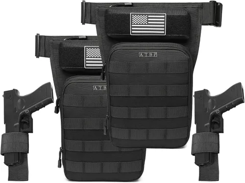 Vista 10 de Bolsa Táctica de Motocicleta para Pierna con Funda de Muslo y Holster para Pistola de Hombres para Caza y Tiro al Blanco con Almacenamiento
