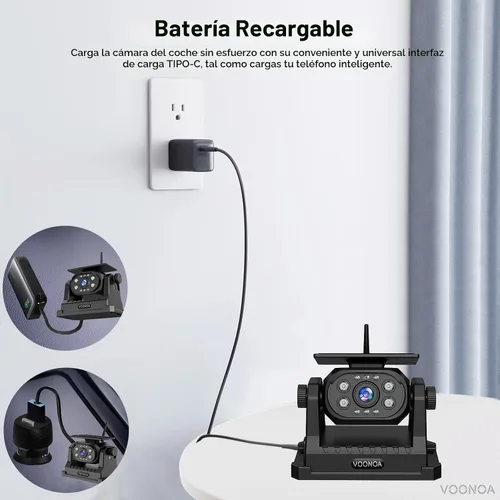 Vista 7 de Cámara magnética inalámbrica de respaldo, batería de 15000 mAh, recargable, impermeable, HD, solar, retrovisor, cámara de enganche Bluetooth
