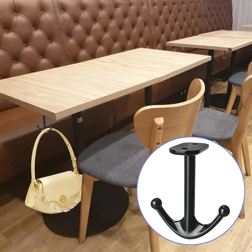 Vista 6 de Gancho de techo de dos puntas para armario, baño, cocina, garaje, paquete de 8 (negro)
