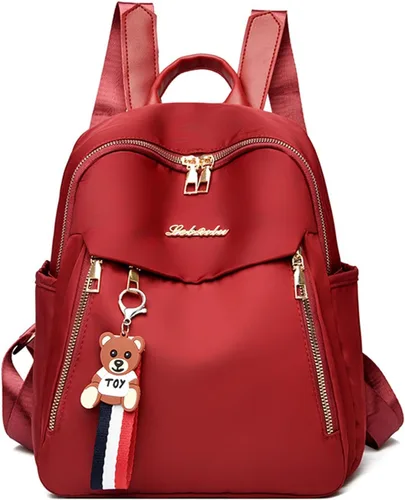 Vista 8 de FANDARE Mochila para mujer con dijes desmontables de piel sintética para laptop, Negro, Grande
