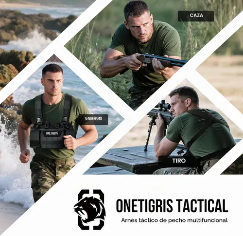 Vista 6 de ONETIGRIS Chest Rig, Dangler Pouch for Hunting Shooting Hiking Negro