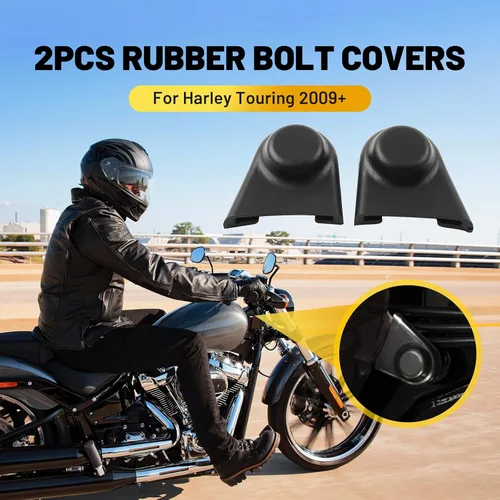 Vista 2 de FSFY - 2 piezas de cubierta de tuerca de perno de goma impermeable negra apta para motocicleta Harley Touring