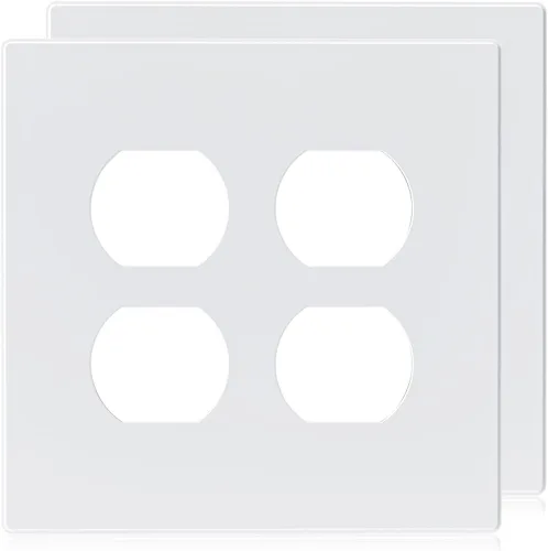 Vista 15 de ELEGRP Placas de pared para receptáculo dúplex de 2 segmentos, tamaño mediano, 4.88 pulgadas de alto x 4.94 pulgadas de largo, cubierta frontal