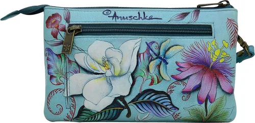 Vista 2 de Anuschka - Bolso cruzado de piel auténtica para mujer, con protección RFID, pintado a mano