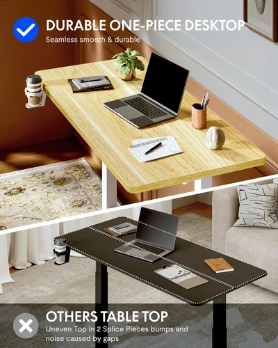 Vista 8 de FLEXISPOT H7 Plus - Escritorio de pie ajustable con resorte de gas, estación de trabajo móvil con rueda, escritorio inalámbrico para habitación