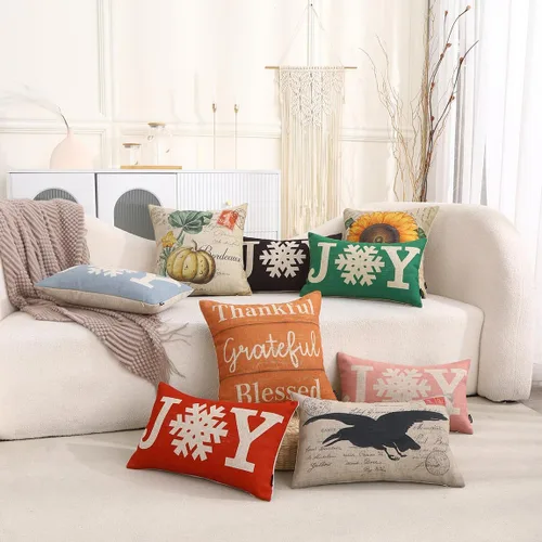 Vista 9 de TRENDIN Funda de almohada de cuervo de 12 x 20 pulgadas para sofá, decoración de Halloween, funda de cojín lumbar de lino, decoración para el hogar