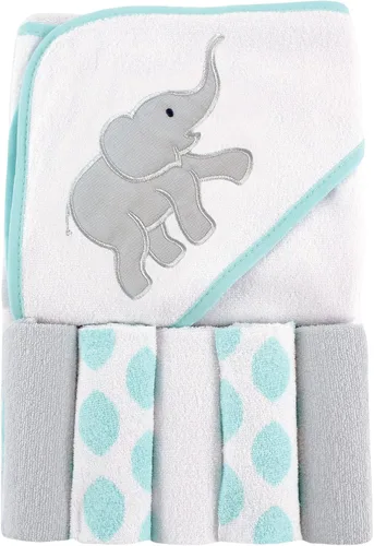 Vista 22 de Luvable Friends Toalla unisex con capucha para bebé con cinco paños, zorro para niños, talla única