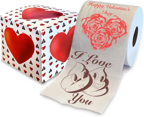 Vista 14 de Printed TP 'Coz We're POO-fect Together - Papel higiénico impreso, divertido rollo de papel higiénico para San Valentín, decoración de baño, regalo
