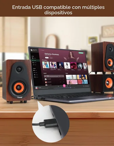 Vista 5 de 【Actualización 2026】 Altavoces de computadora USB 2.1 con subwoofer, altavoces de PC de 3.5mm/USB con subwoofer, modos PC/entrada