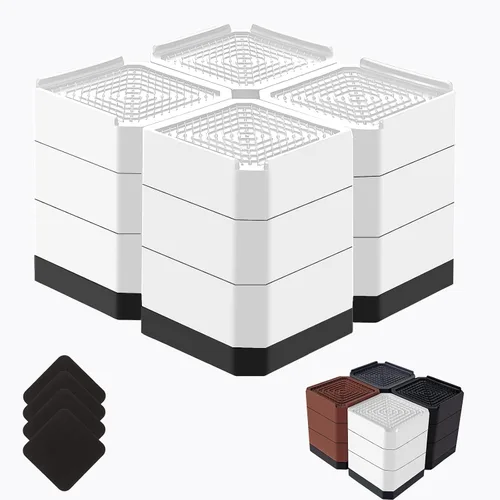 Vista 31 de Elevadores de cama resistentes, bloques elevadores de muebles ajustables de 1.5, 3, 4.3 pulgadas para patas de sofá, mesa, escritorio, refrigerador